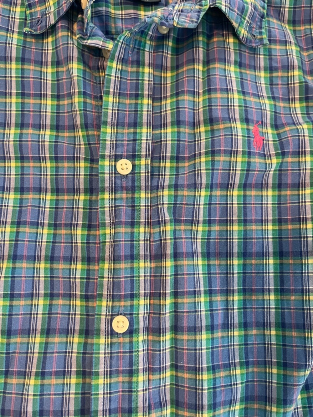 Boys Ralph Lauren Green, Blue & Yellow Plaid Short-Sleeve Button-Down - Picture 2 of 2